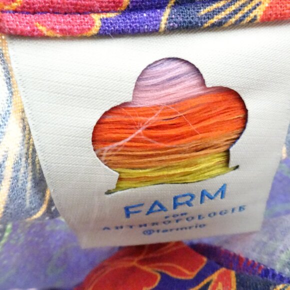 Farm Rio S Purple Red Floral Shorts Belted Tropical Bright Summer Luxury Anthro - Picture 6 of 8